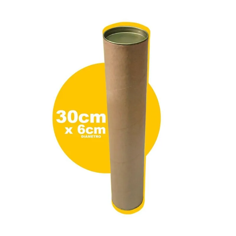Tubo De Papelão Postal 30X6Cm Tubete Canudo Com Tampa 1 Un