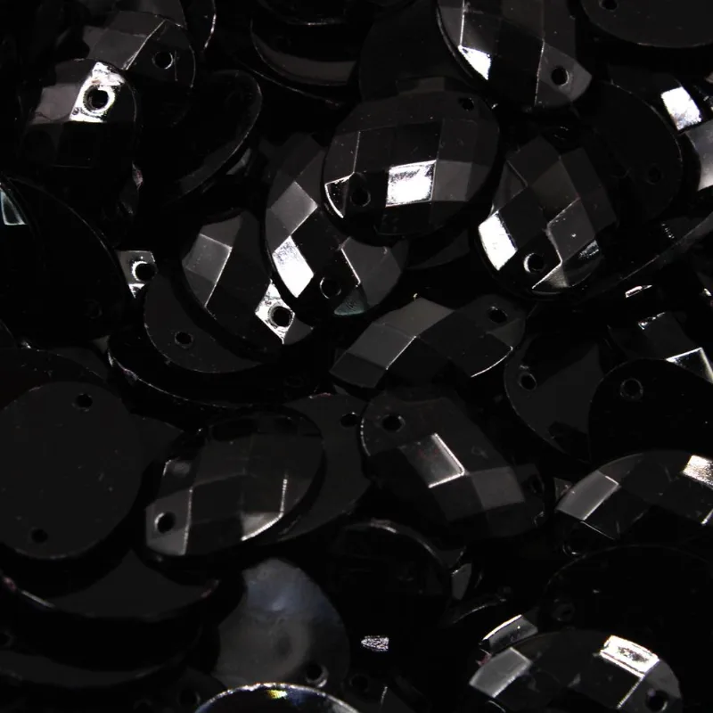 CHATON PARA COSTURA OVAL SEXTAVADO 13X18MM EM ACRILICO COM 500GR 018 - Preto Fosco