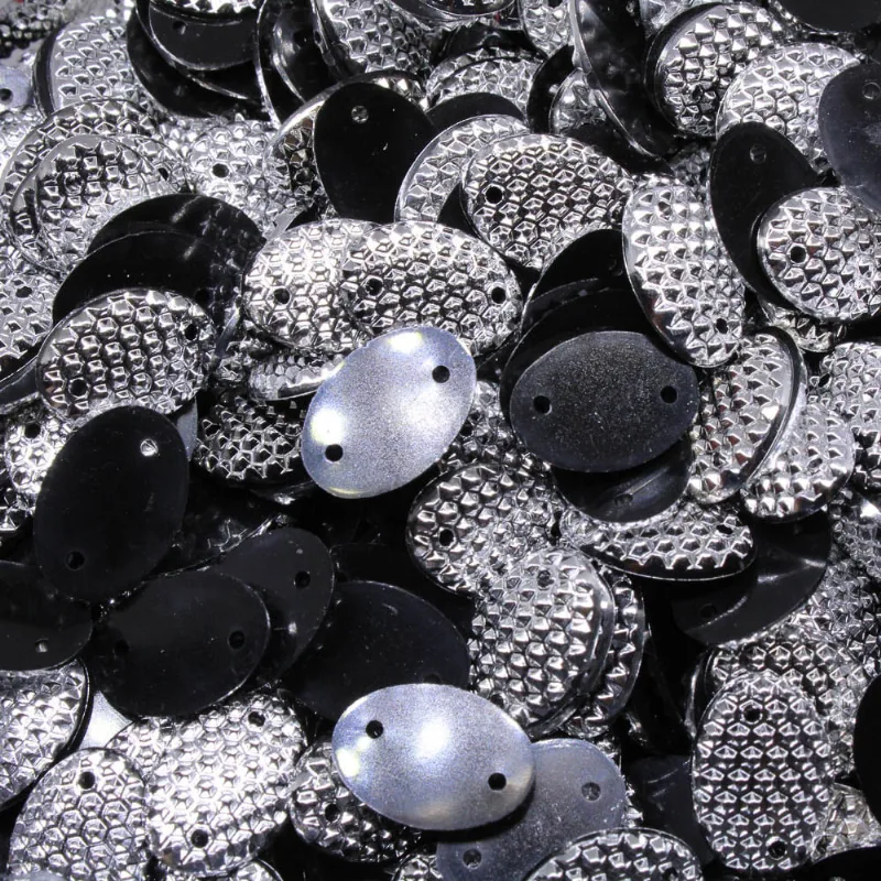 Chaton Para Costura Trabalhado 10X14mm Em Acrilico Com 500Gr 074 - Niquel