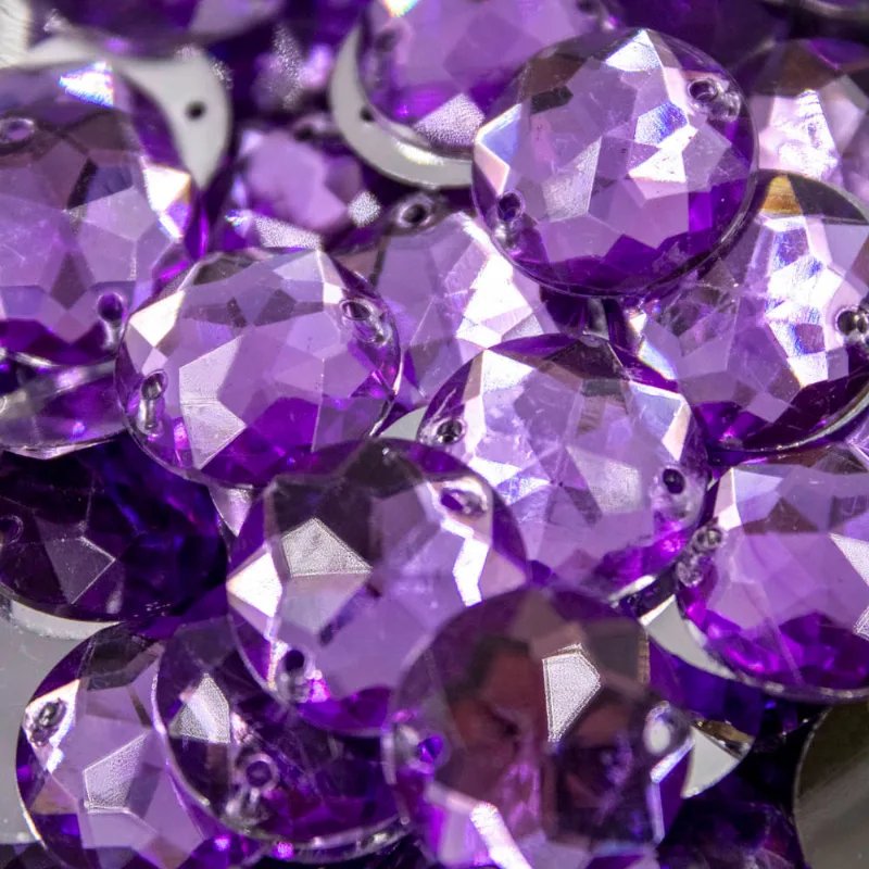 Chaton Para Costura Redondo Sextavado 14Mm Em Acrilico Com 500G 025Ch - Lilas 025Ch
