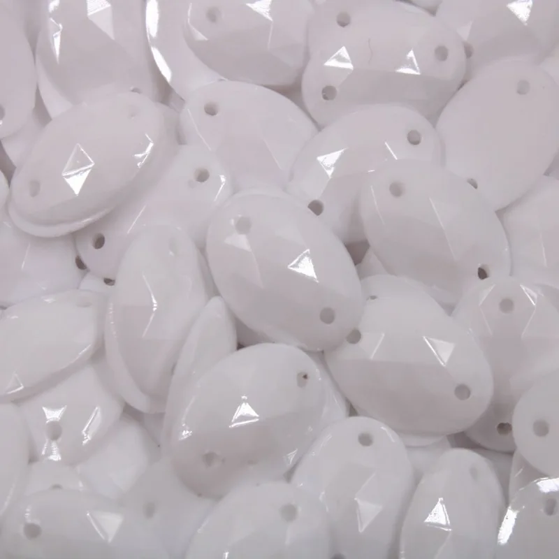 Chaton Para Costura Oval Sextavado 10X14mm Em Acrilico Com 500G 101 - Branco 101