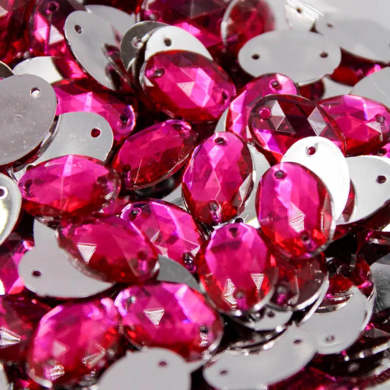 Chaton Para Costura Oval Sextavado 10X14mm Em Acrilico Com 500G 570 - Pink