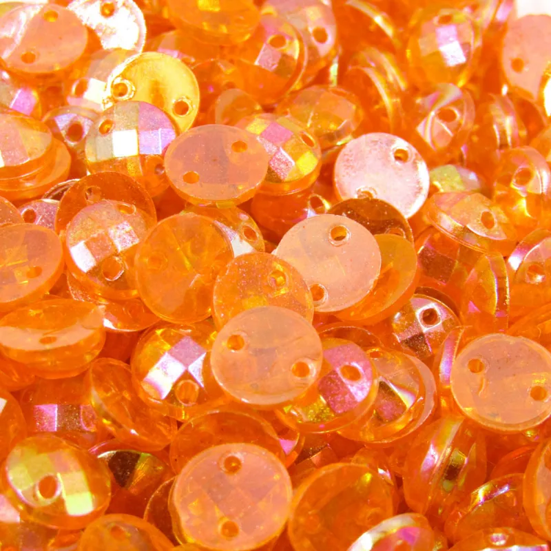 Chaton Para Colagem Redondo Sextavado Irisado 8Mm Em Acrilico Com 250Gr 921C - Laranja Ab