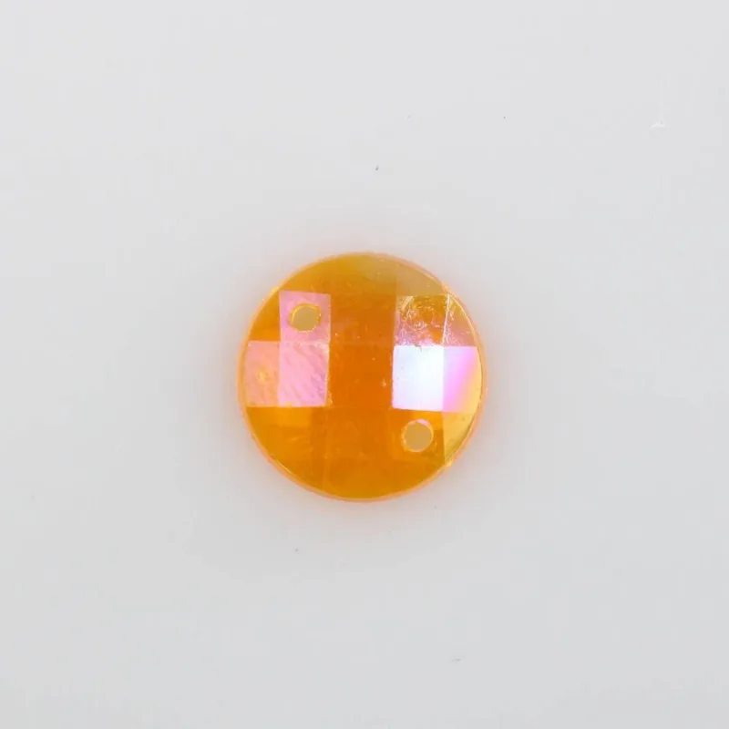 Chaton Para Costura Redondo Sextavado Irisado 12Mm Em Acrilico 250Gr 921C - Laranja Ab