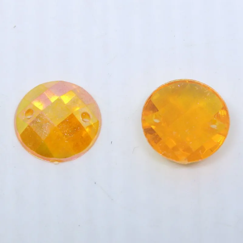 Chaton Para Costura Redondo Sextavada Irisada 12Mm Em Acrilico Com 250Gr 921C - Laranja Ab
