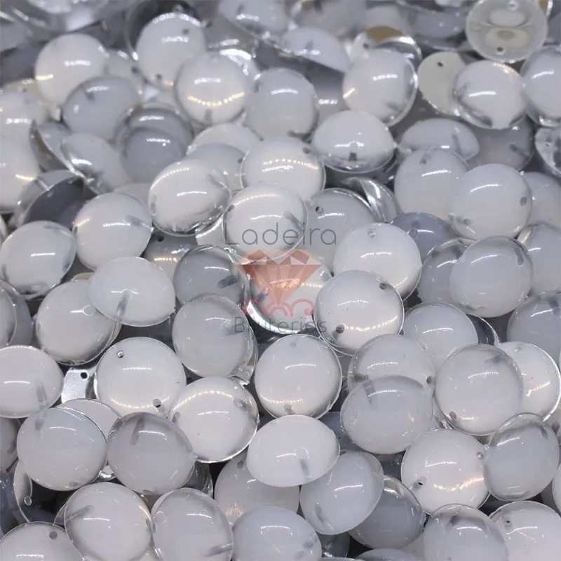 Chaton Para Costura Meia Bola Gelatina 12Mm Em Acrilico Com 250Gr 801 - Branca