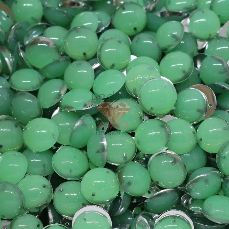 Chaton Para Costura Meia Bola Gelatina 12Mm Em Acrilico Com 250Gr 036 - Verde 036