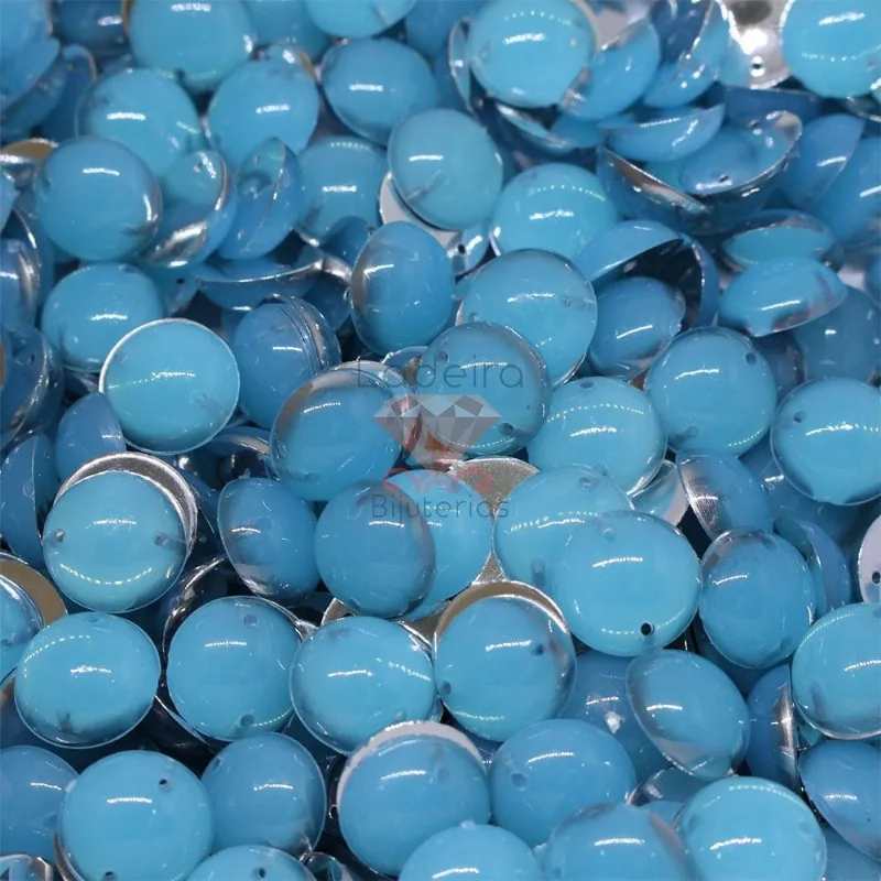 Chaton Para Costura Meia Bola Gelatina 12Mm Em Acrilico Com 250Gr 042 - Azul 42