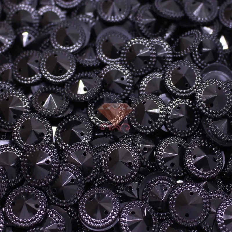 Chaton Para Costura Redondo Com Borda 14Mm Em Acrilico Com 250Gr 018 - Preto Fosco
