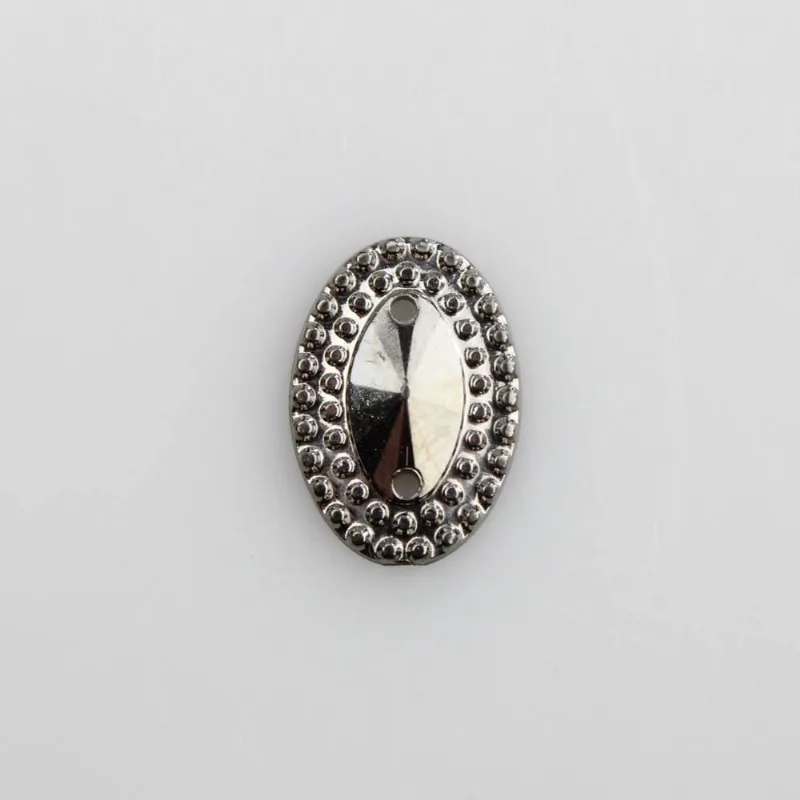 Chaton Para Costura Oval Com Borda 10X14mm Em Acrilico Com 250Gr 036Z - Grafite 036