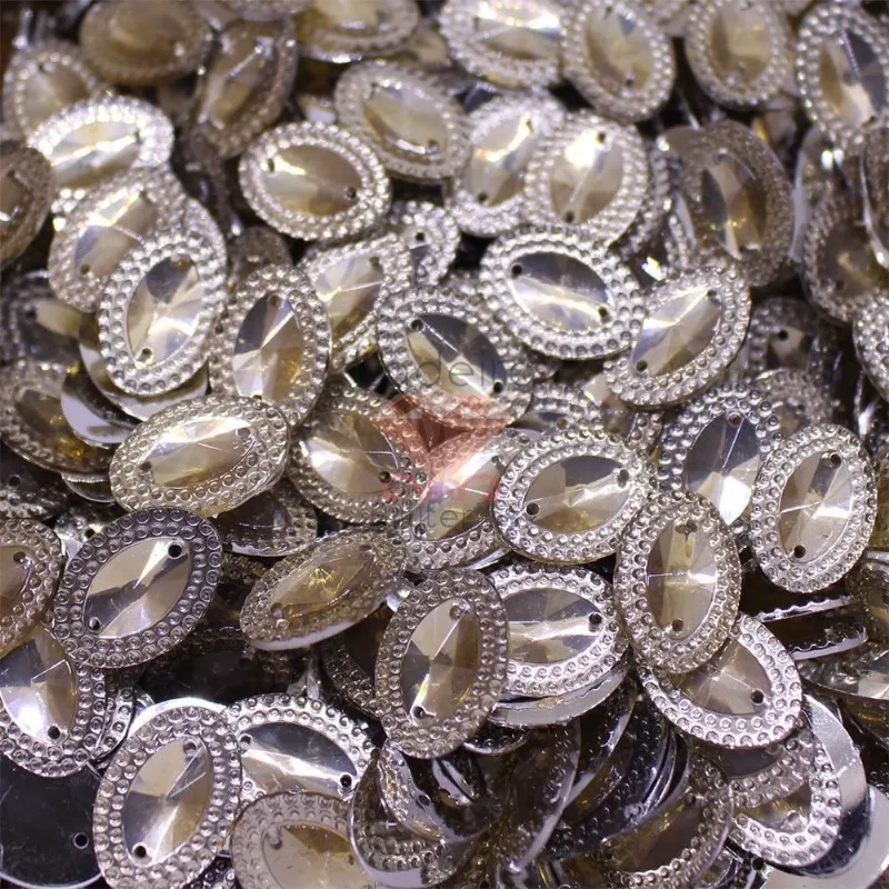 Chaton Para Costura Oval Com Borda 13X18mm Em Acrilico Com 250Gr 021 - Mel 021