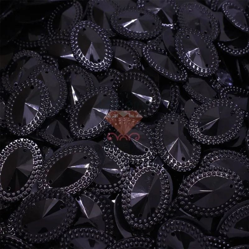 Chaton Costura Oval Spike Borda Em Acrilico 18X25mm 250G 018 - Preto Fosco