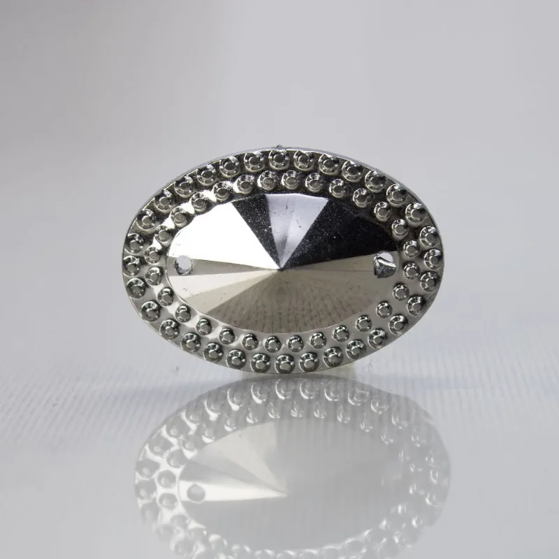 Chaton Costura Oval Spike Borda Em Acrilico 18X25mm 250G 036Z - Grafite 036