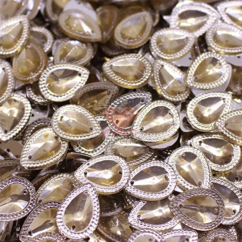 CHATON PARA COSTURA GOTA COM BORDA 13X18MM EM ACRILICO COM 250GR 021 - Mel 021