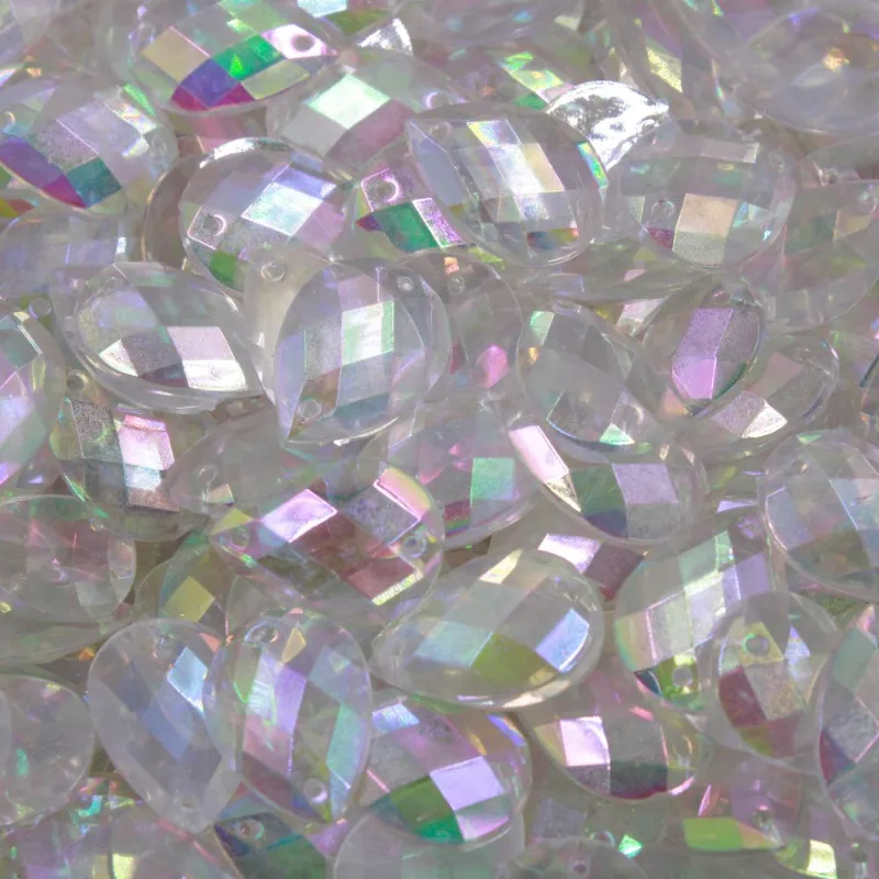 CHATON PARA COSTURA GOTA COM BORDA 13X18MM EM ACRILICO COM 250GR 079 - Cristal Ab 079