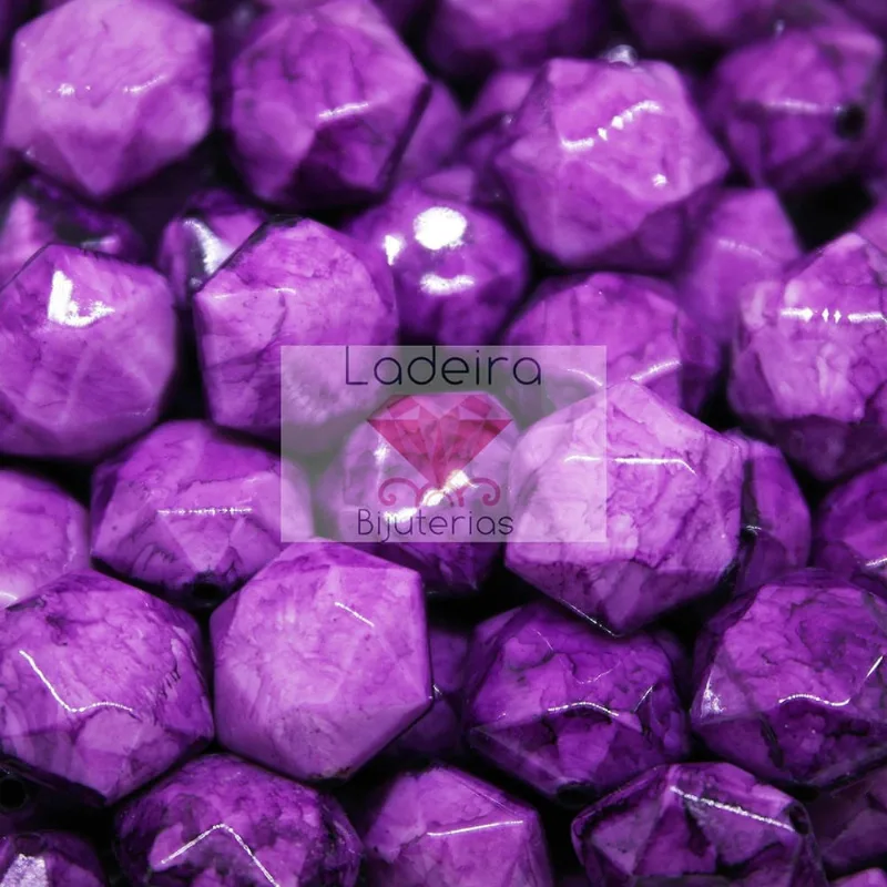 Hexagonal De Resina 14Mm 662 - Roxo Mesclado