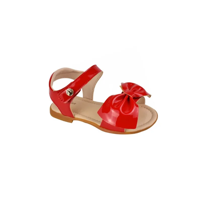 Sandália Infantil Feminina Sameka Laço Verniz Vermelho