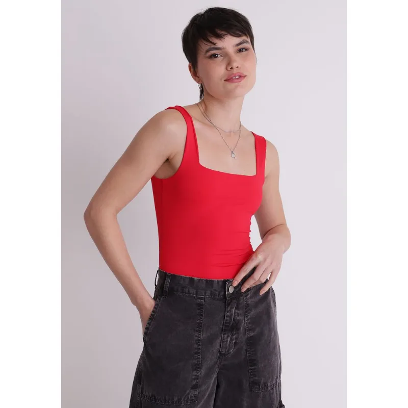 Blusa poliamida feminino body regata vermelho Vermelho PP