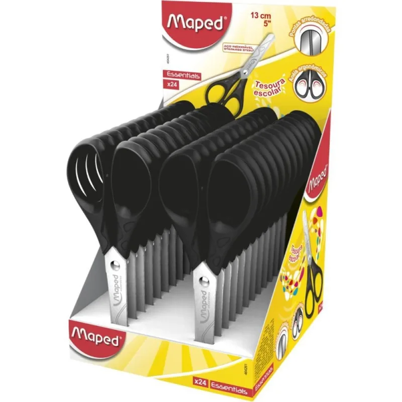 Tesoura Escolar Essentials Preta 13CM - Maped