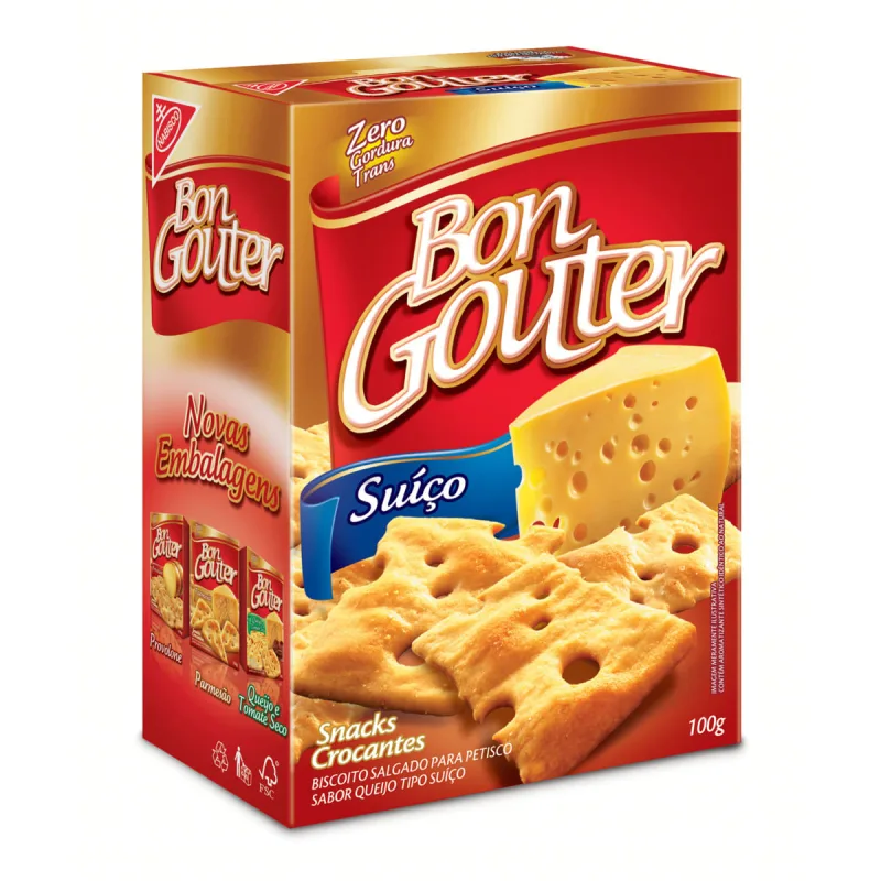 Biscoito Bon Gouter Queijo Suíço Caixa 100g - Bon Gouter