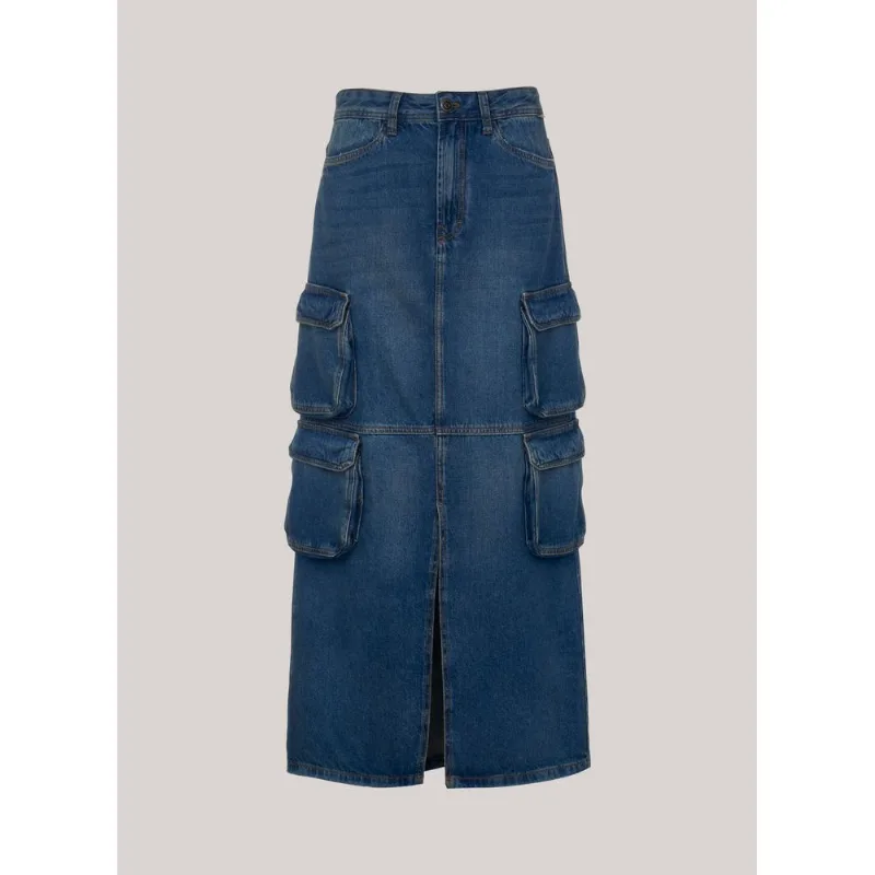 Saia Jeans Longa Cargo Camden John John Feminina 46