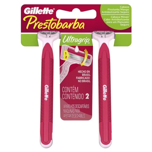 Aparelho De Depilar Descartável Gillette Prestobarba Ultragrip 2 Unidades - GILLETTE PRESTOBARBA
