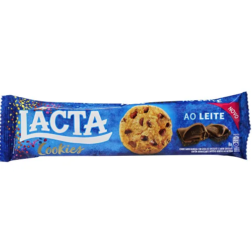 Biscoito Cookie Baunilha Com Gotas De Chocolate Ao Leite Lacta Pacote 80g - LACTA