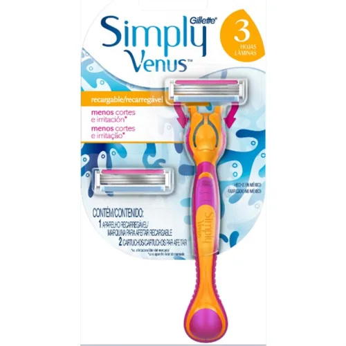 Aparelho Depilatório Gillette Venus 3 C/1 Feminino Simply Carga Unit - GILLETTE VENUS 3