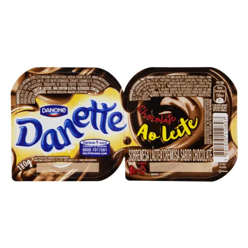 Sobremesa Láctea Chocolate Ao Leite Danette Bandeja 180g 2 Unidades - DANETTE