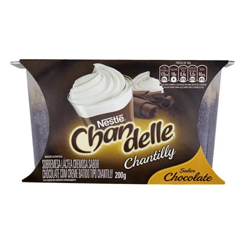 Sobremesa Láctea Com Chantilly Chocolate Nestlé Chandelle Bandeja 200g 2 Unidades - NESTLE