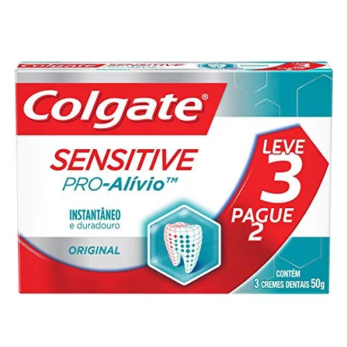 Pack Creme Dental Original Colgate Sensitive Pro Alívio Caixa 50g Cada Leve 3 Pague 2 Unidades - COLGATE