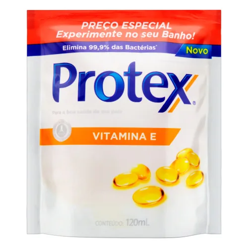 Sabonete Líquido Antibacteriano Protex Vitamina E Sachê 120ml Refil - PROTEX