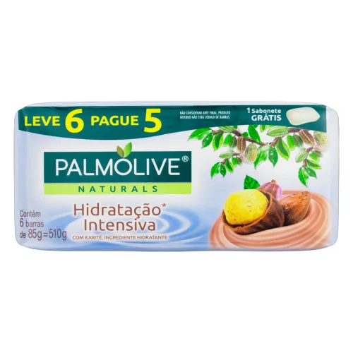 Pack Sabonete Em Barra Hidratação Intensiva Karité Palmolive Naturals Cartucho 510g Leve 6 Pague 5 Unidades - PALMOLIVE