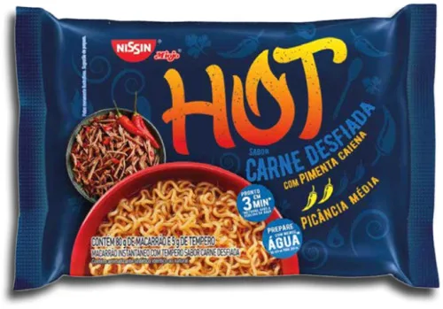 Macarrão Instantâneo Carne Desfiada Com Pimenta Caiena Nissin Miojo Hot Pacote 85g - NISSIN