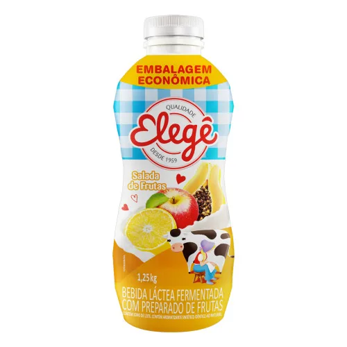 BEBIDA LÁCTEA FERMENTADA SALADA DE FRUTAS ELEGÊ GARRAFA 1 25KG EMBALAGEM ECONÔMICA - SALADA