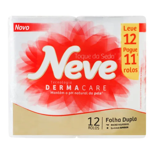 Papel Higiênico Folha Dupla Neutro Neve Toque Da Seda 30m Pacote Leve 12 Pague 11 Unidades - NEVE