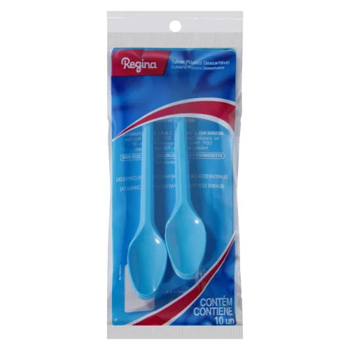 Colher De Plástico Azul Com 10 Unidades Regina Festas - REGINA FESTAS