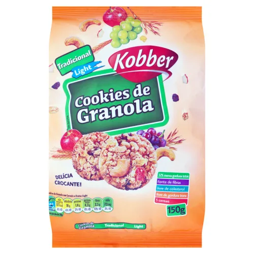 Biscoito Cookie Granola Tradicional Light Kobber Pacote 150g - KOBBER