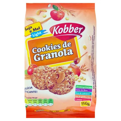 Biscoito Cookie Granola, Soja E Mel Light Kobber Pacote 150g - KOBBER