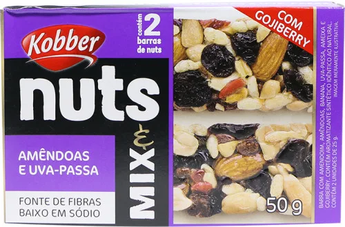 Barra Nuts Kobber 25g Amendoas E Uva Passas - KOBBER