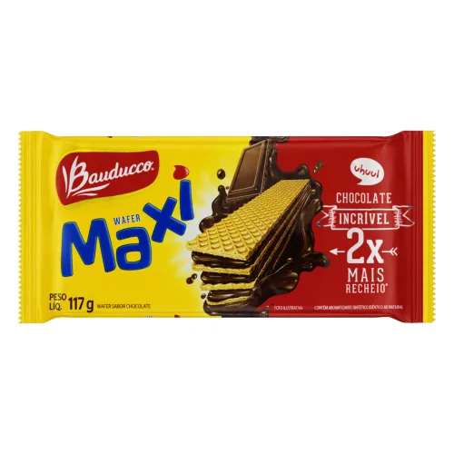 Biscoito Wafer Com Recheio De Chocolate Bauducco Maxi Pacote 117g - BAUDUCCO