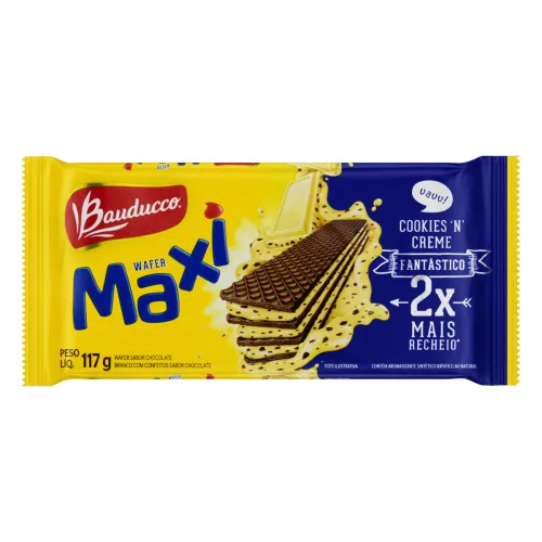 Biscoito Wafer Com Recheio De Chocolate Branco Com Confeitos De Chocolate Bauducco Maxi Pacote 117g - BAUDUCCO