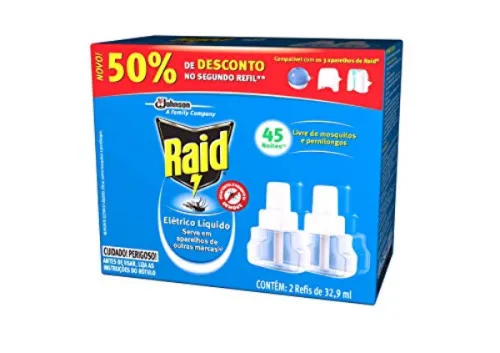 Inseticida Raid Elétrico 45 Noites Refil 2unidade X 32,9ml - RAID