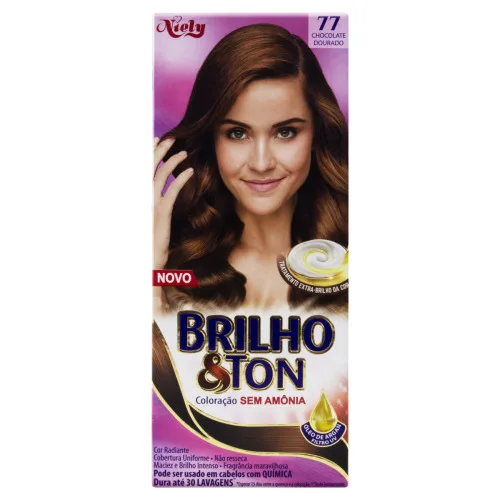 Tintura Permanente Brilho Ton 7.7 Chocolate Dourado Unit - BRILHO & TON