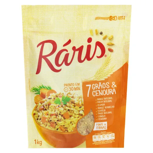 Arroz 7 Grãos Integral Cenoura Ráris Pacote 1kg - RARIS