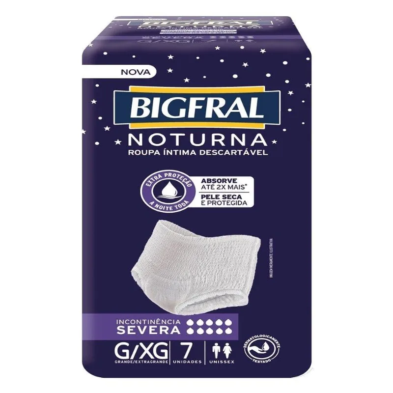 Fralda Descartavel Adulto Bigfral Roupa Intima Noturna Grande/Extra Grande - 8 Pacotes com 7 Fraldas