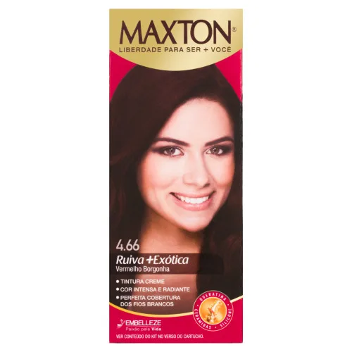 Tintura Creme 4.66 Ruiva Exótica Vermelho Borgonha Maxton 50g - MAXTON