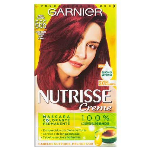 Tintura Nutrisse 666 Pimenta Malagueta Louro Escuro Vermelho Muito Intenso Garnier - GARNIER