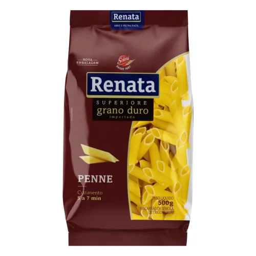 Macarrão De Sêmola Grano Duro Penne Renata Superiore Pacote 500g - RENATA