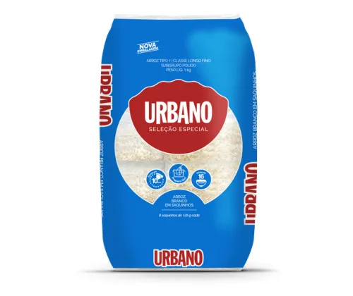 ARROZ URBANO EM SAQUINHO BENEFICIADO BRANCO TIPO 1 1KG - URBANO